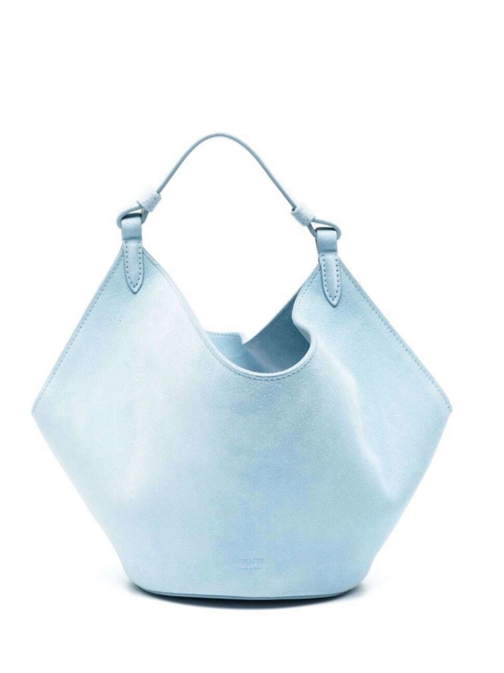 KHAITE Lotus Mini Bag in Pale Blue Suede
